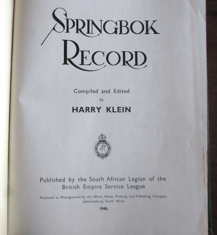 Springbok Records The Book to Commemorate the Service in WWII