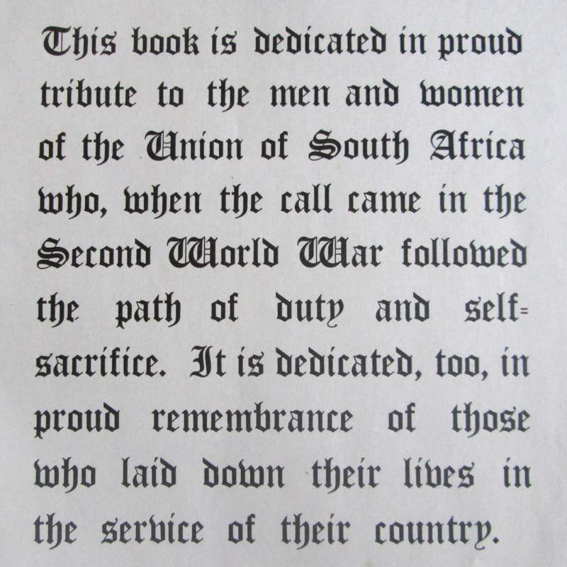 Springbok Records The Book to Commemorate the Service in WWII