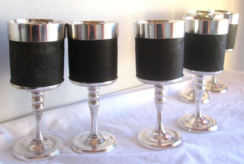 Wine Goblets with Leather Binding