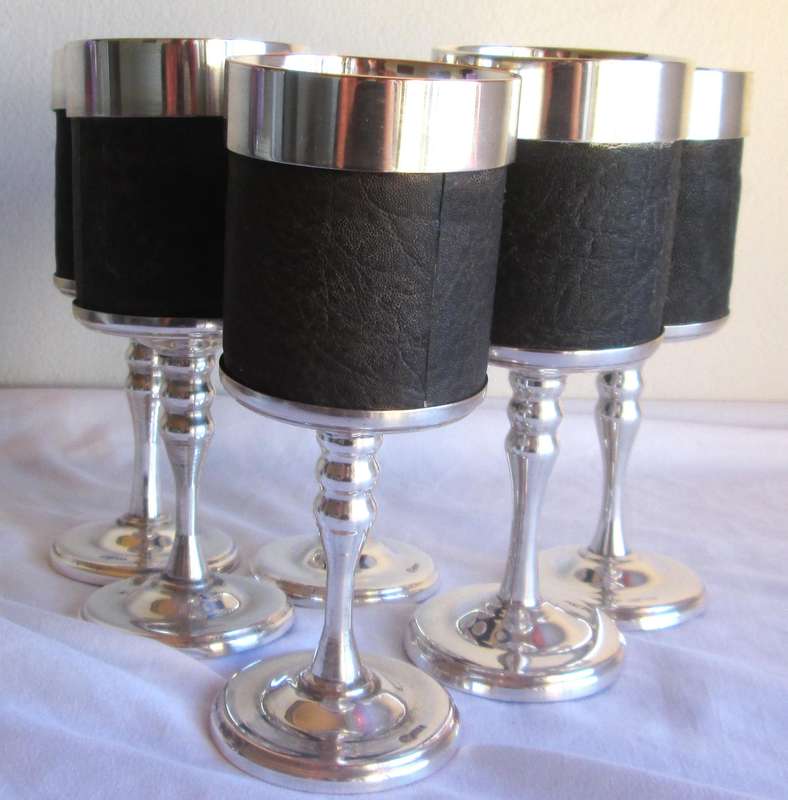 Wine Goblets with Leather Binding