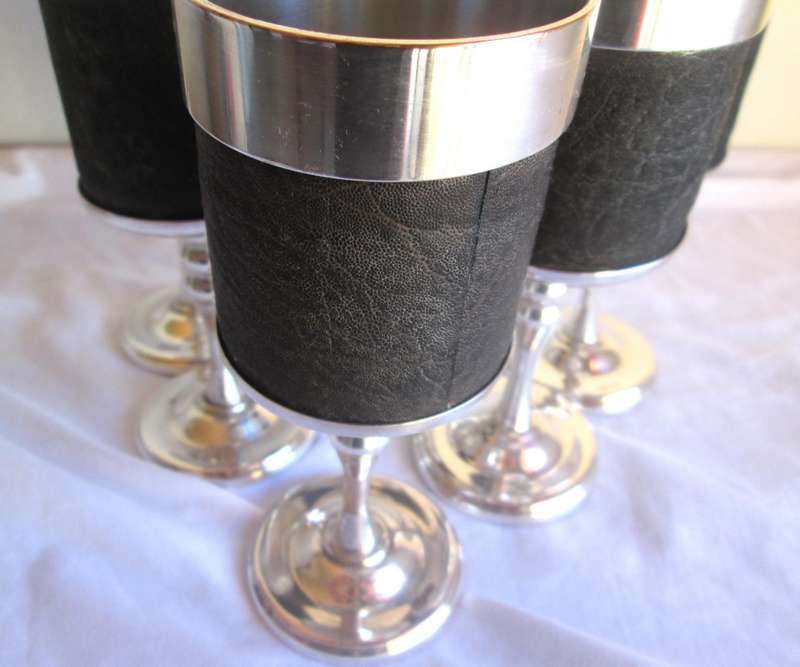 Wine Goblets with Leather Binding