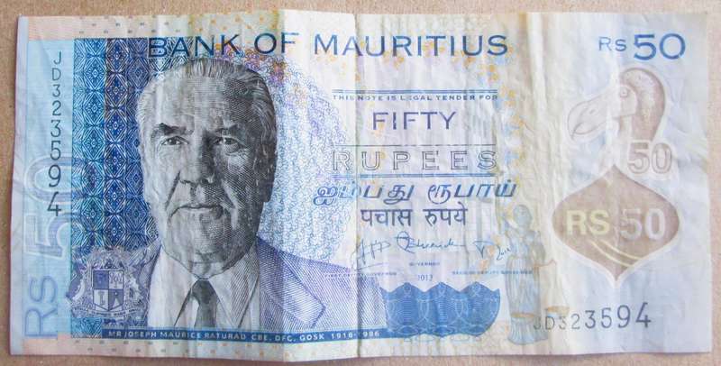 2013 Mauritius 50 Rupees Nr JD323594