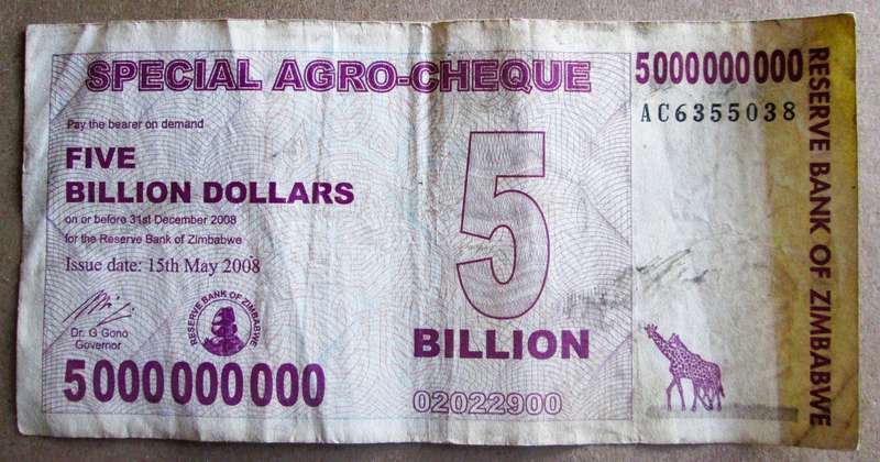 2008 Zimbabwe 5 Billion Dollars AG6355038