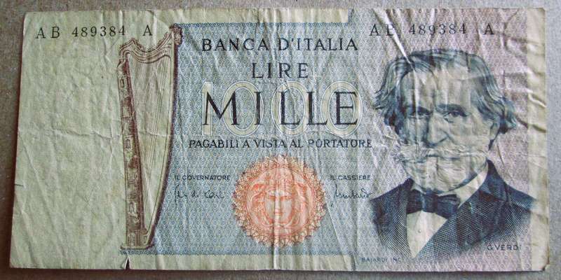 1969 - 1981 Italy 1000 Lire Nr AB 489384 A