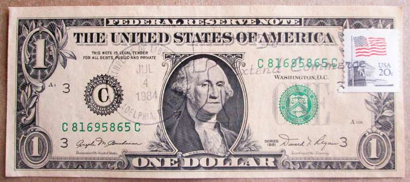 1991 United States of America 1 Dollar Nr C81695865C with Stamp