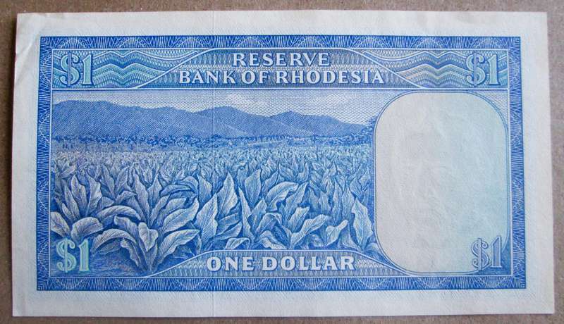 1974 One Dollars Rhodesia Banknote Serial Nr L75 910298 Watermark Cecil Rhodes