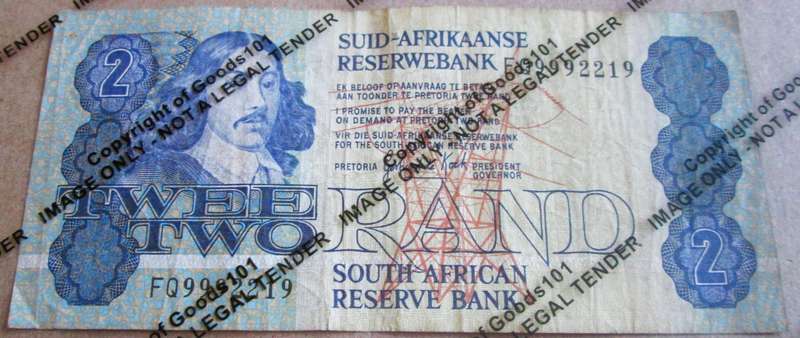 Two Rand Republic of South Africa Serial Nr FQ9992219