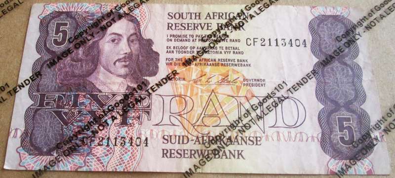 Five Rand Republic of South Africa Serial Nr CF2113404