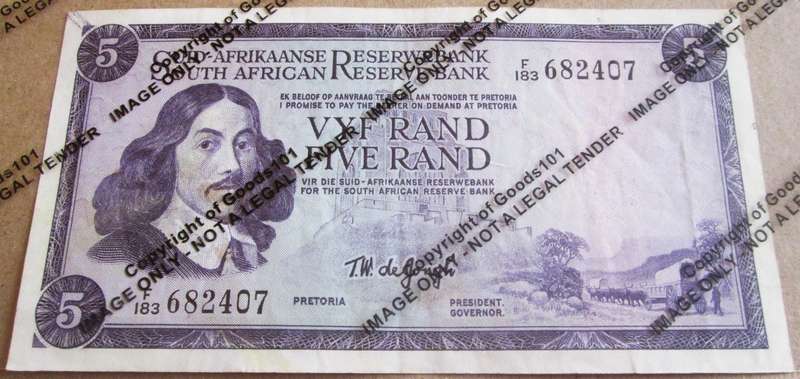 Five Rand Republic of South Africa Serial Nr F183 682407