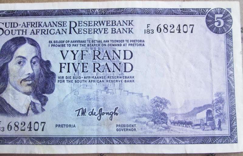 Five Rand Republic of South Africa Serial Nr F183 682407