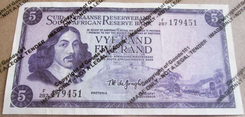 Five Rand Republic of South Africa Serial Nr F287 179451
