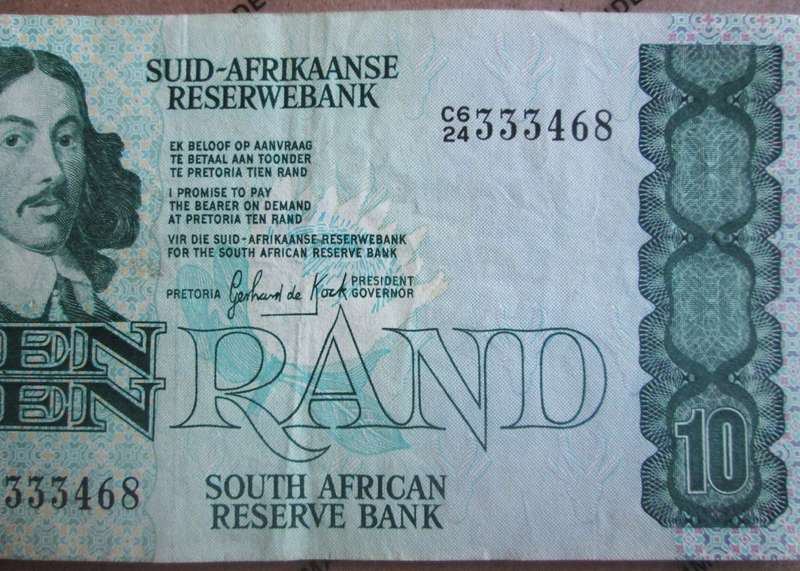 Ten Rand Republic of South Africa Serial Nr C624 333468