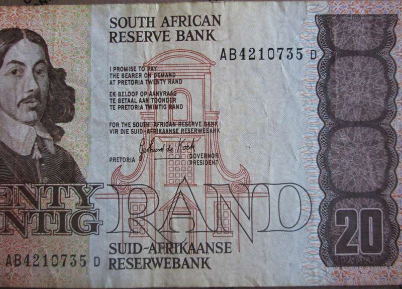 Twenty Rand Republic of South Africa Serial Nr AB4210735D