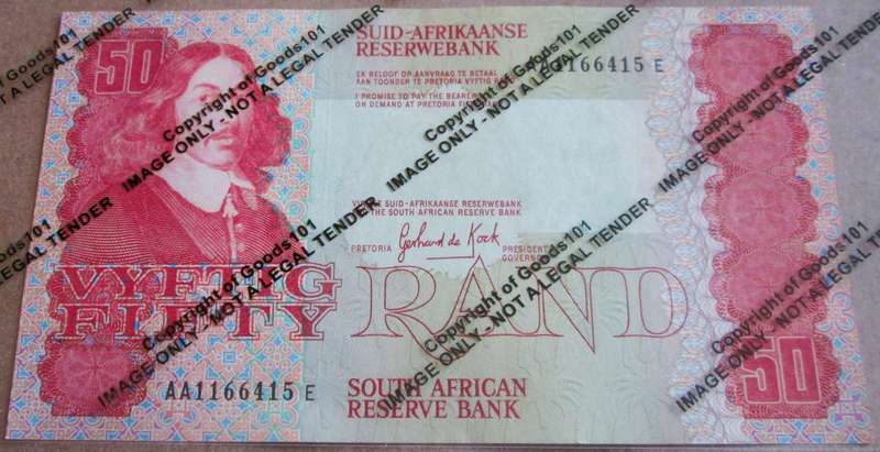 Fifty Rand Republic of South Africa Serial Nr AA1166415E