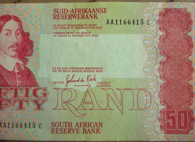 Fifty Rand Republic of South Africa Serial Nr AA1166415E