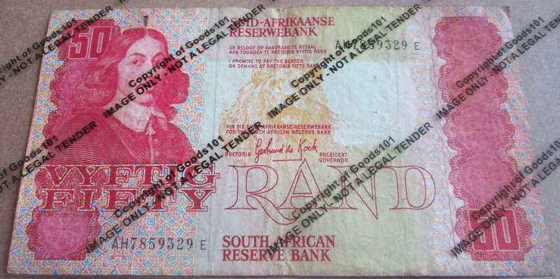 Fifty Rand Republic of South Africa Serial Nr AH7859329E