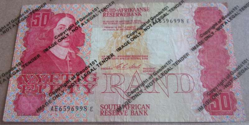 Fifty Rand Republic of South Africa Serial Nr AE6596998E