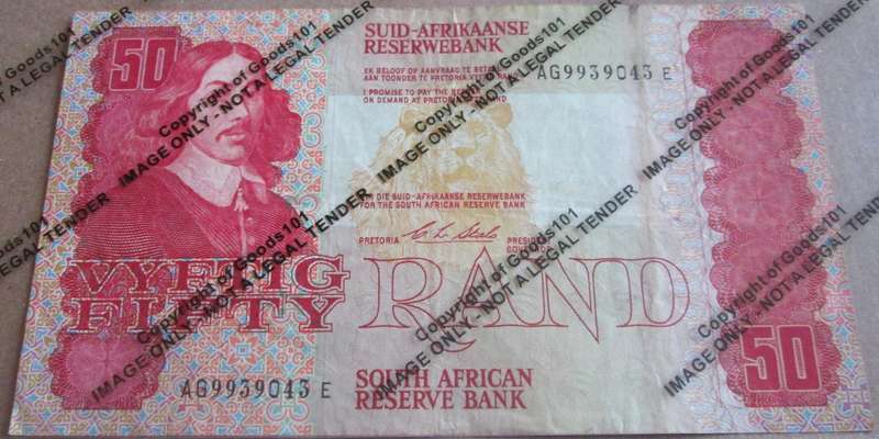 Fifty Rand Republic of South Africa Serial Nr AG9939043E