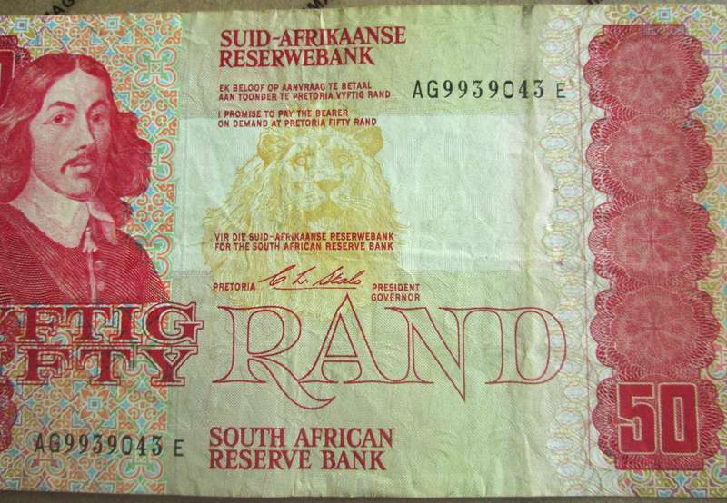 Fifty Rand Republic of South Africa Serial Nr AG9939043E