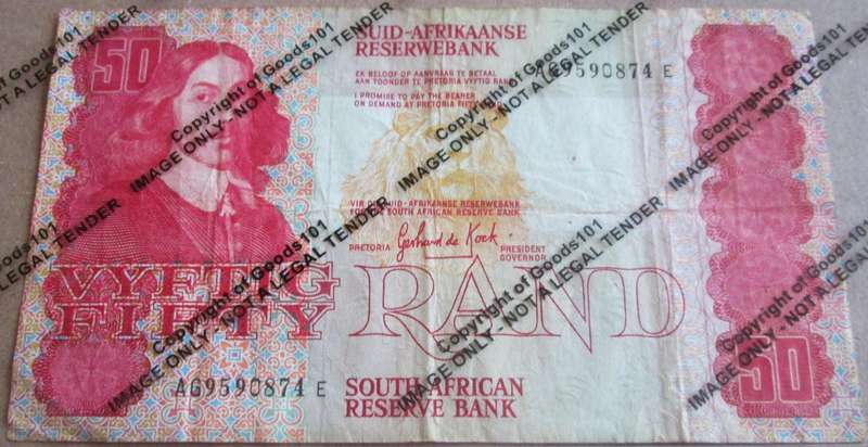 Fifty Rand Republic of South Africa Serial Nr AG9590874E