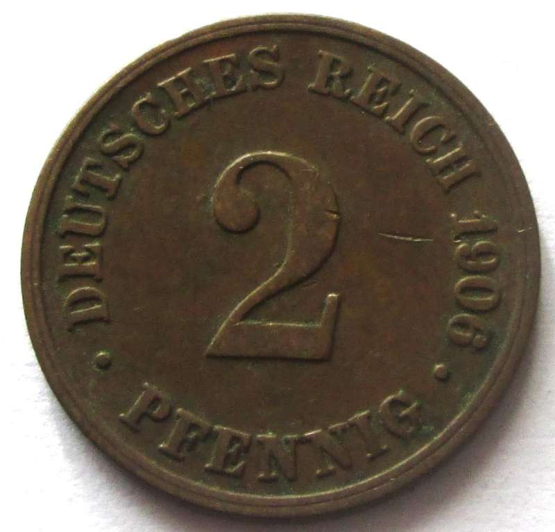 1906 Deutsches Reich 2 Pfennigs