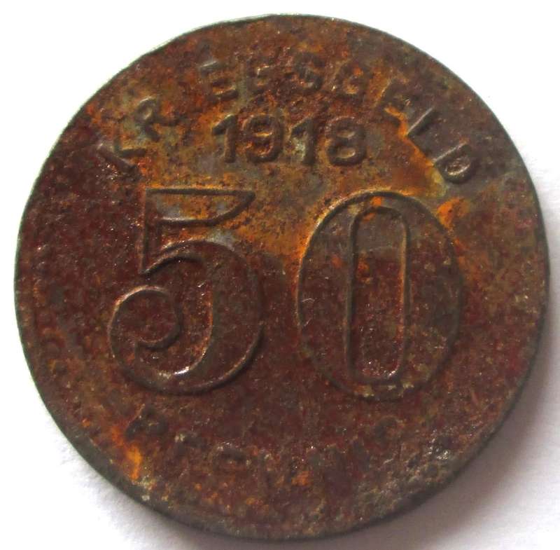 1918 Elberfeld German Notgeld 50 Pfennigs Emergency Coinage