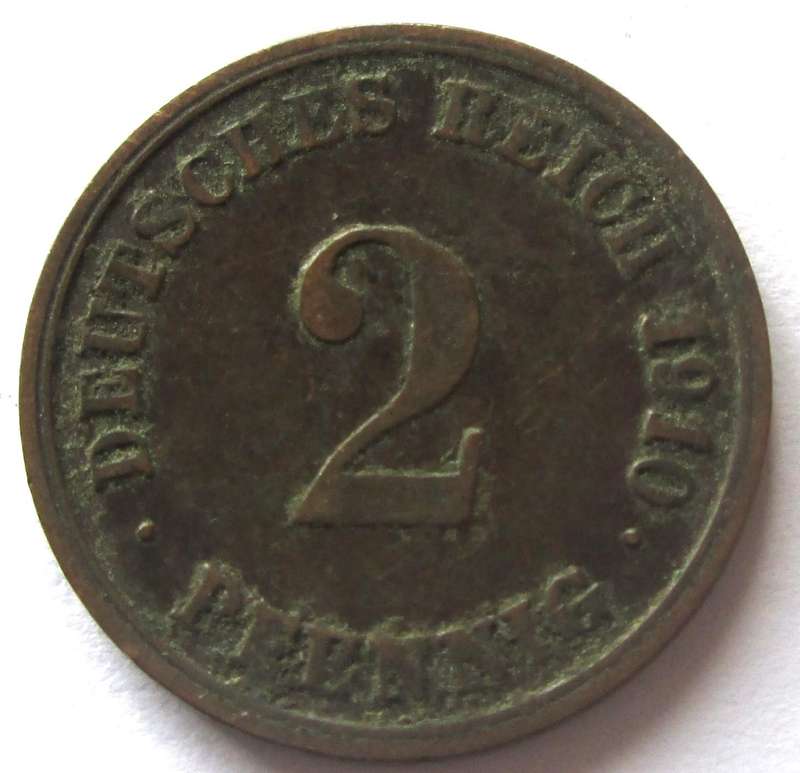 1910 Deutsches Reich 2 Pfennigs