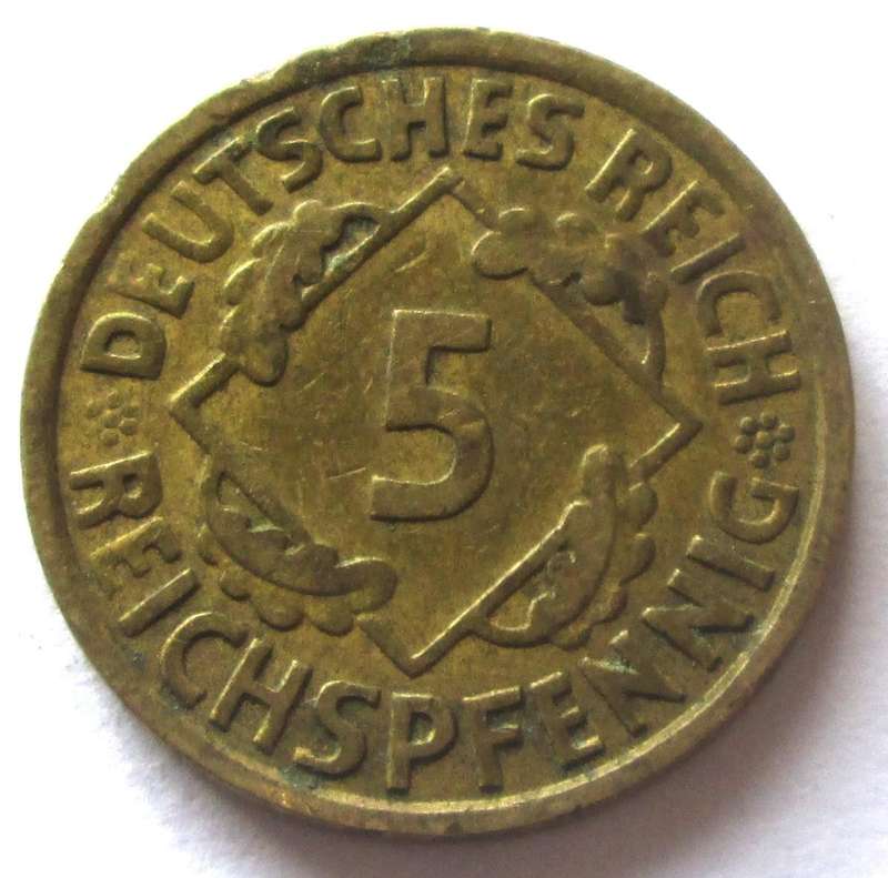 1924 Deutsches Reich 5 Reichspfennig