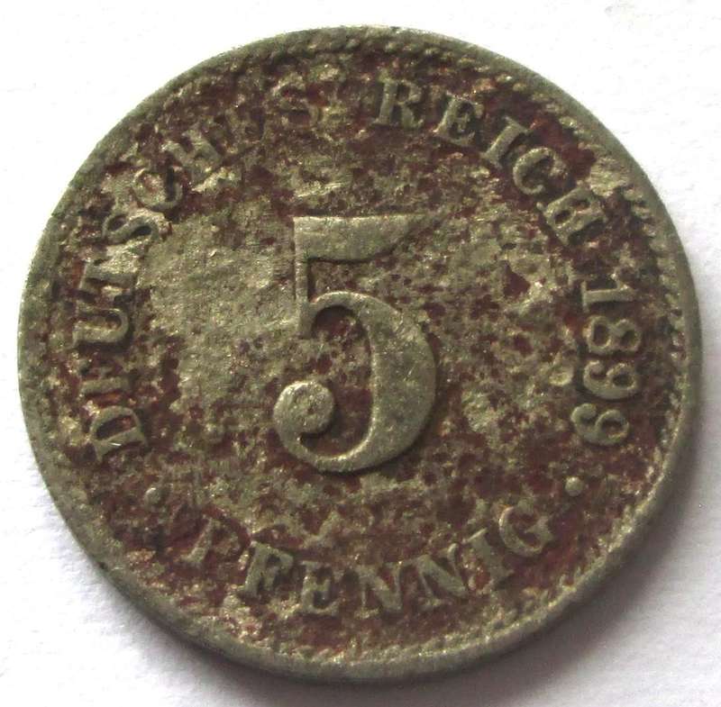1899 Deutsches Reich 5 Pfennigs