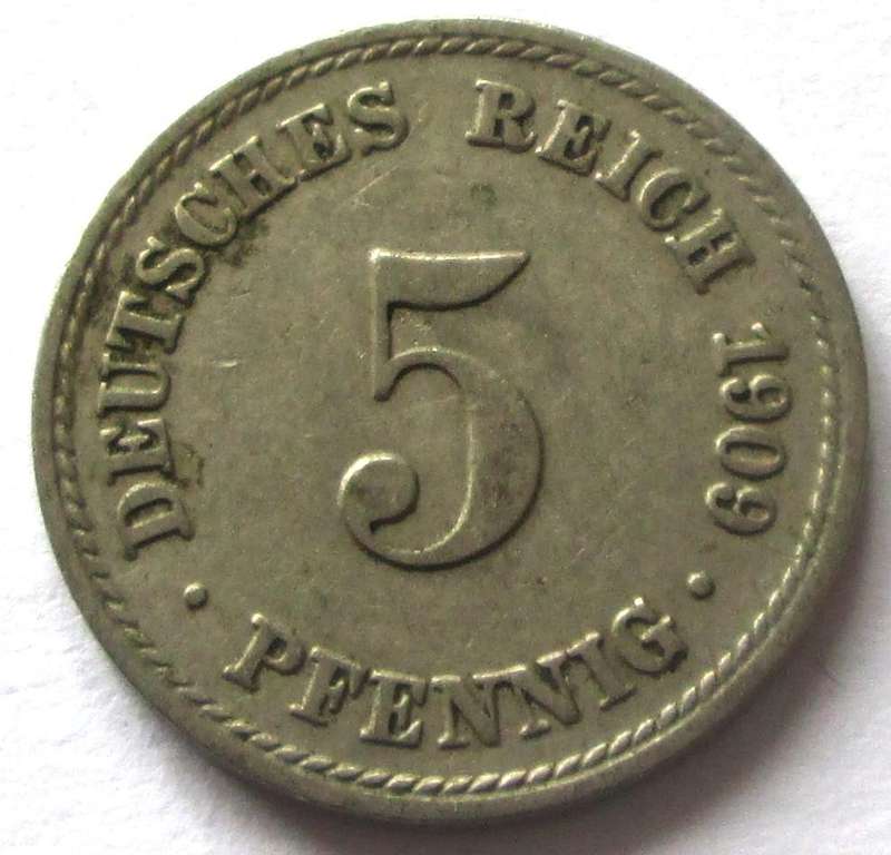 1909 Deutsches Reich 5 Pfennigs