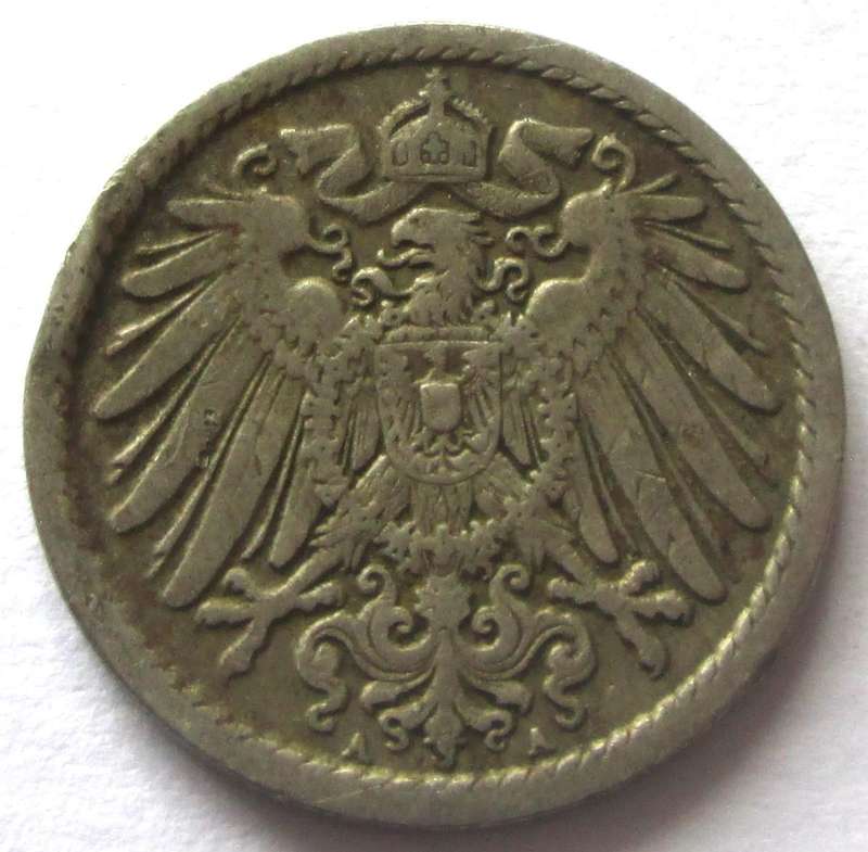 1908 Deutsches Reich 5 Pfennigs