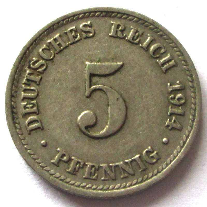 1914 Deutsches Reich 5 Pfennigs