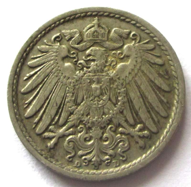 1914 Deutsches Reich 5 Pfennigs