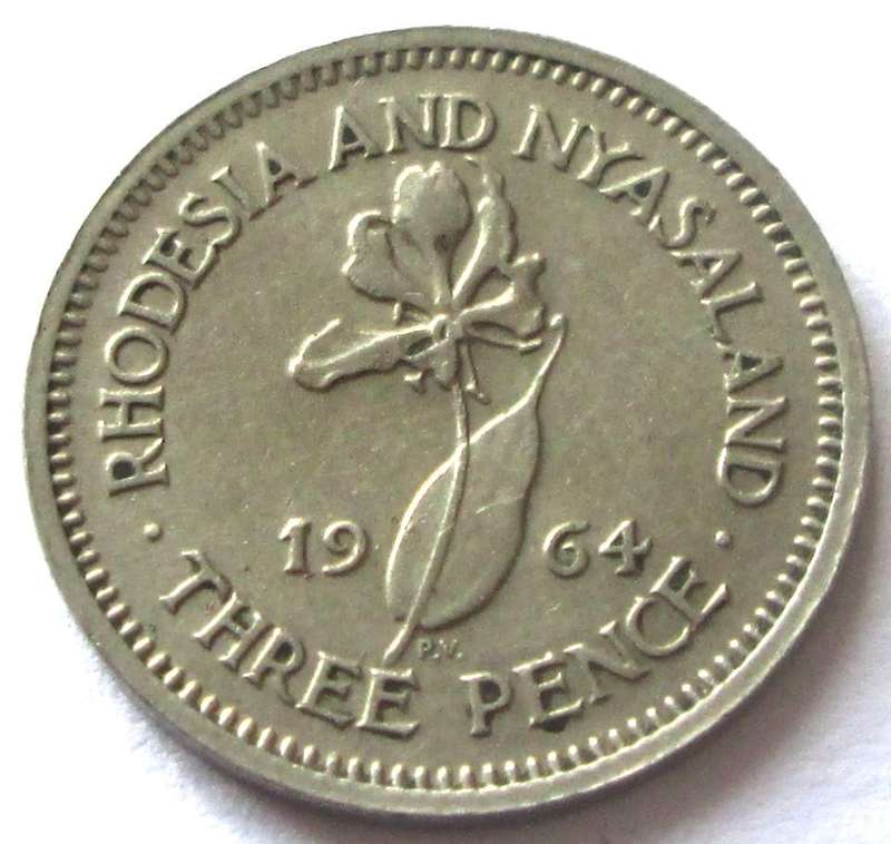 1964 Rhodesia and Nyasaland 3 Pence