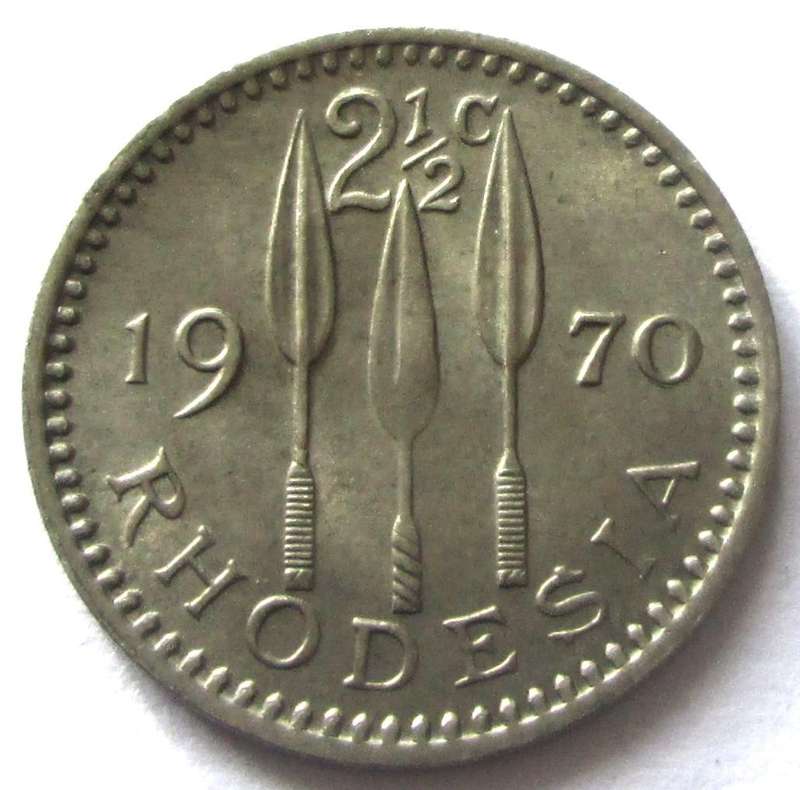 1970 Rhodesia 2 Half Cents