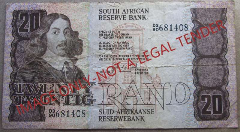 Twenty Rand South Africa Serial Nr D3 90 681408