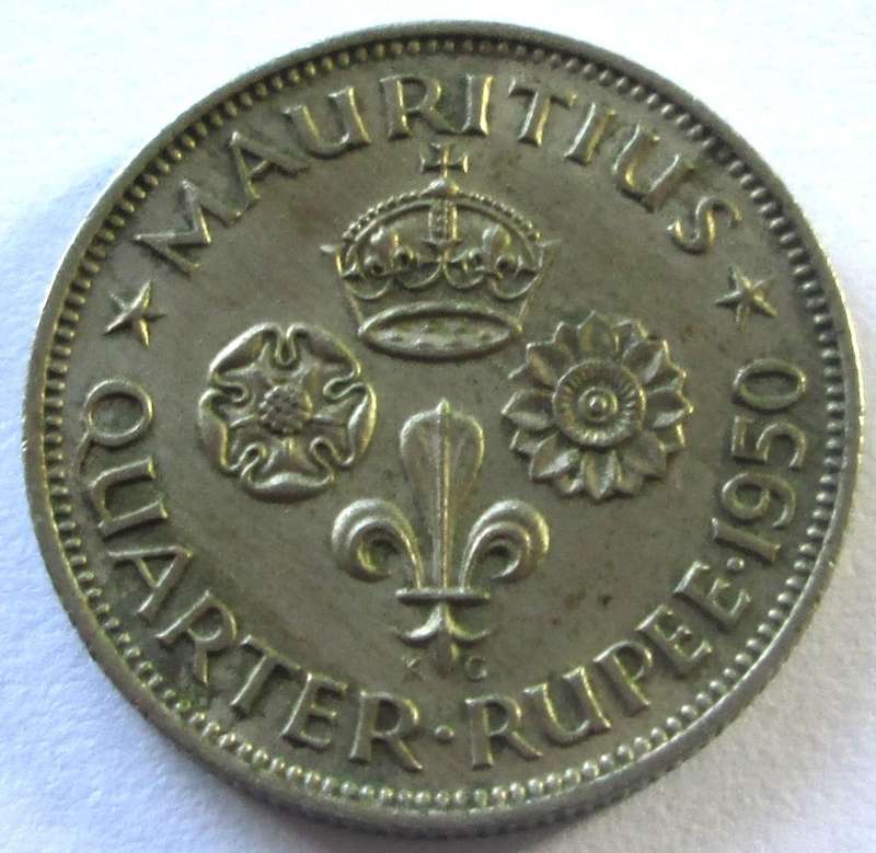 1950 Mauritius Quarter Rupee