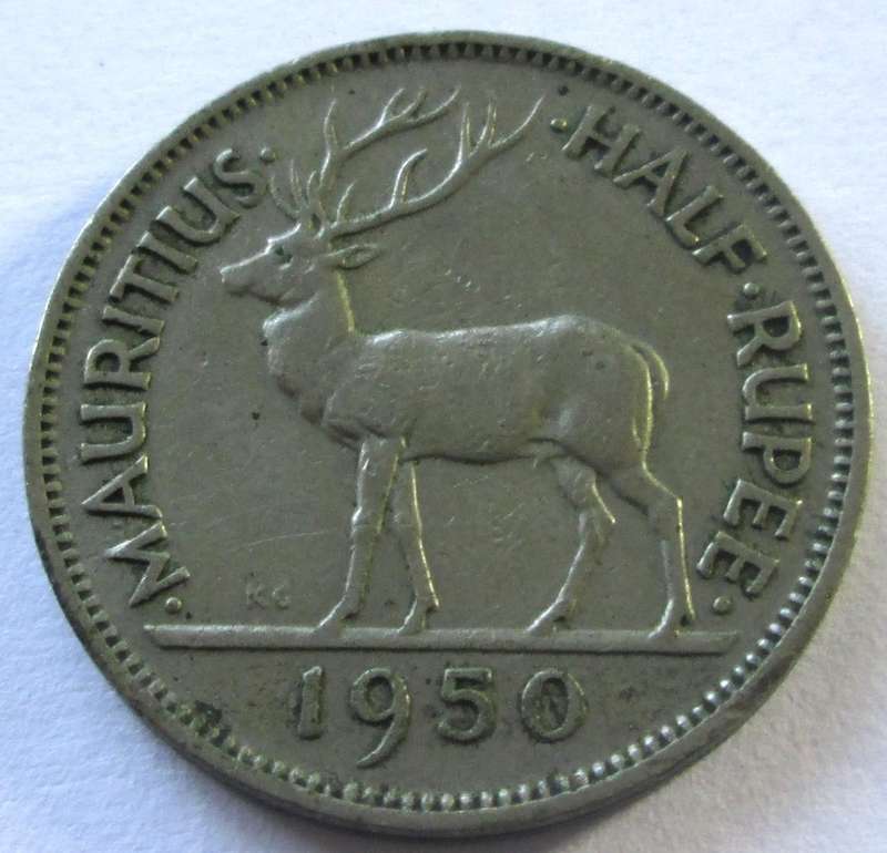 1950 Mauritius Half Rupee