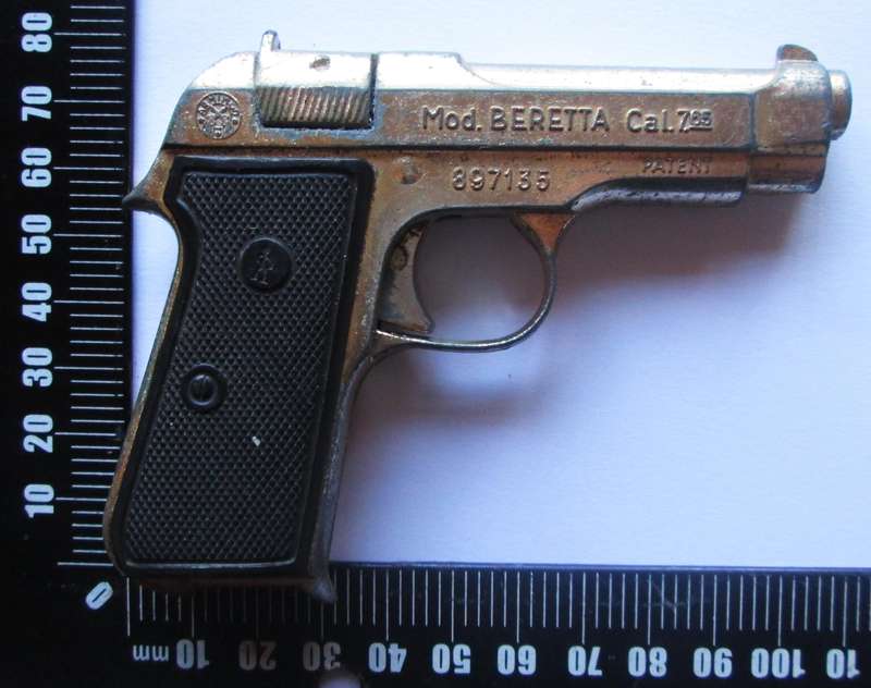 Beretta Die Cast Cal 7.65 Made in Italy Patent 897135 Cap Toy Gun