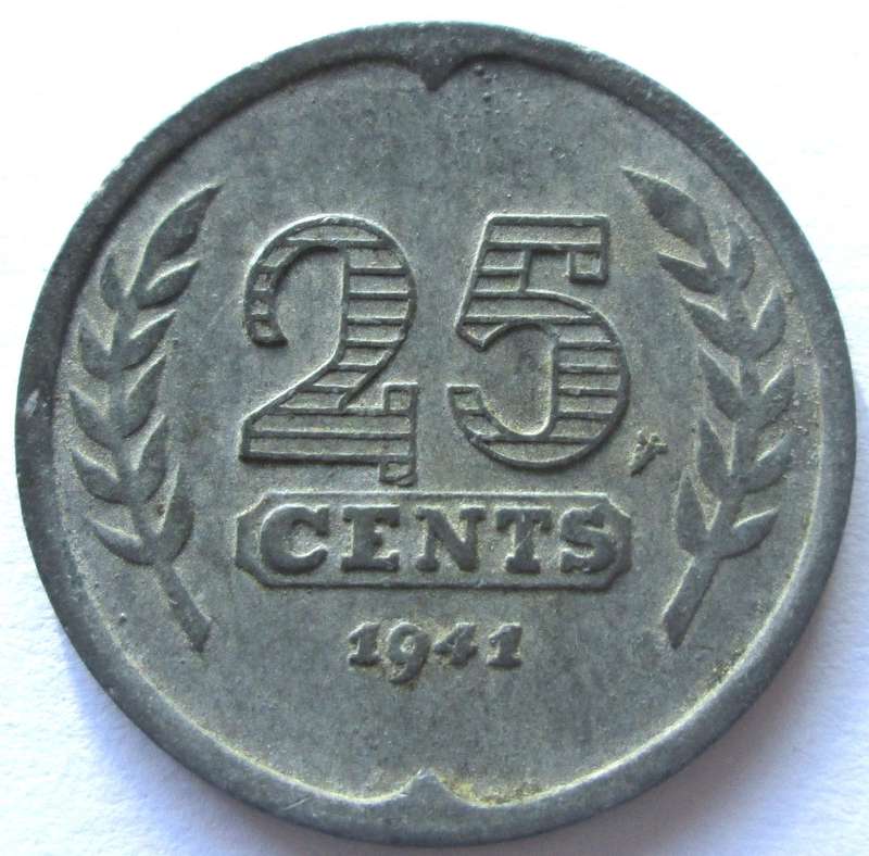 1941 Nederland German Occupation 25 Cents