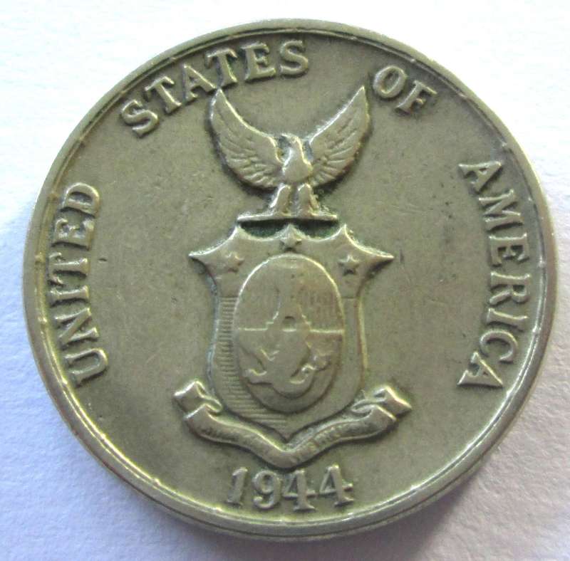 1944 Philippines Wartime Alloy United States of America 5 Centavos