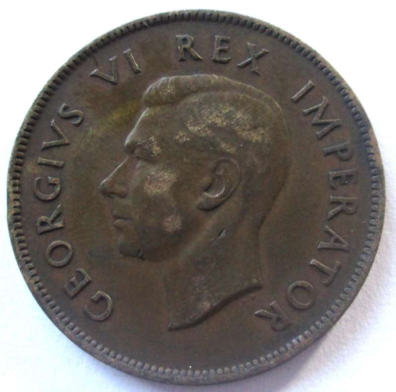 1940 Union of South Africa 1 Penny No Dot Penny