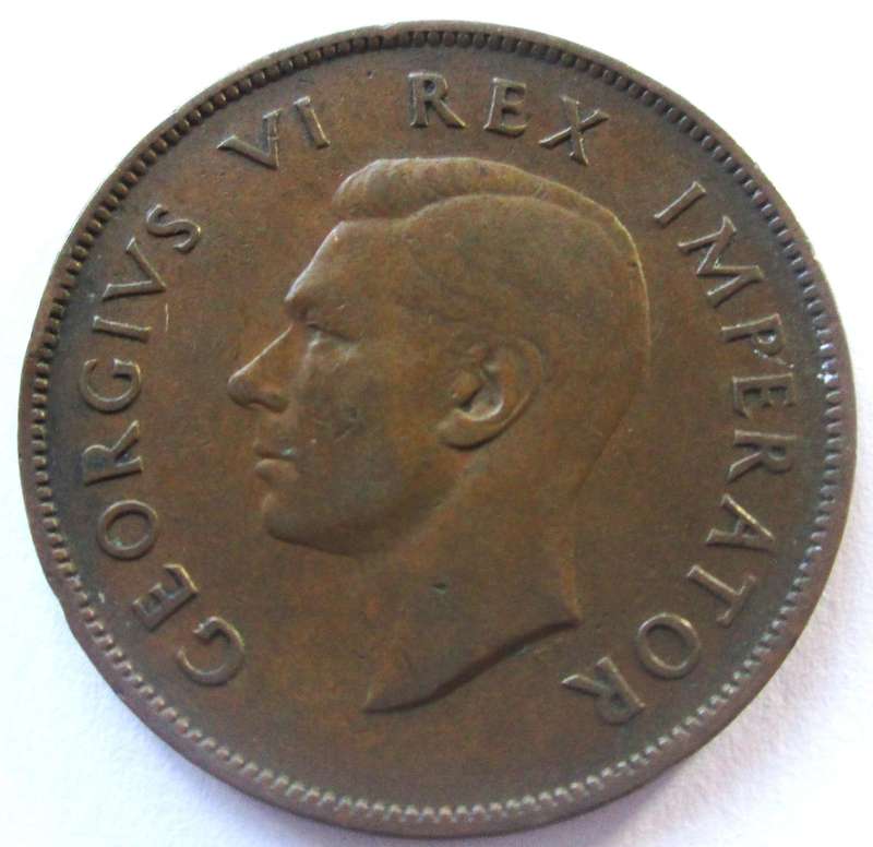 1940 Union of South Africa 1 Penny No Dot Penny