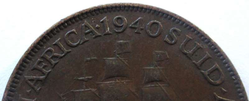 1940 Union of South Africa 1 Penny No Dot Penny
