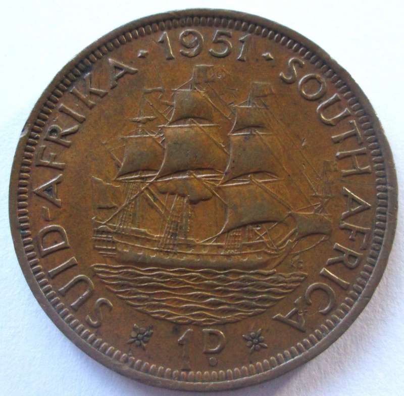 1951 Union of South Africa 1 Penny