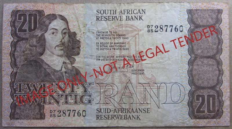 Twenty Rand South Africa Serial Nr D7 85 287760