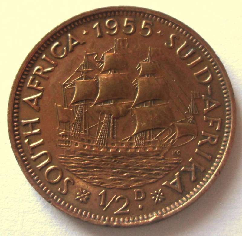 1955 Union of South Africa Half Penny