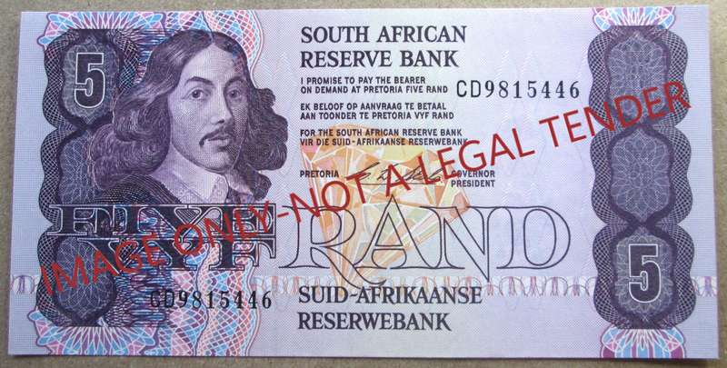 Five Rand South Africa Serial Nr CD9815446
