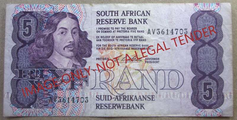 Five Rand South Africa Serial Nr AV3614703
