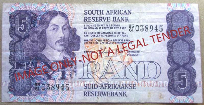 Five Rand South Africa Serial Nr B5 61 038945